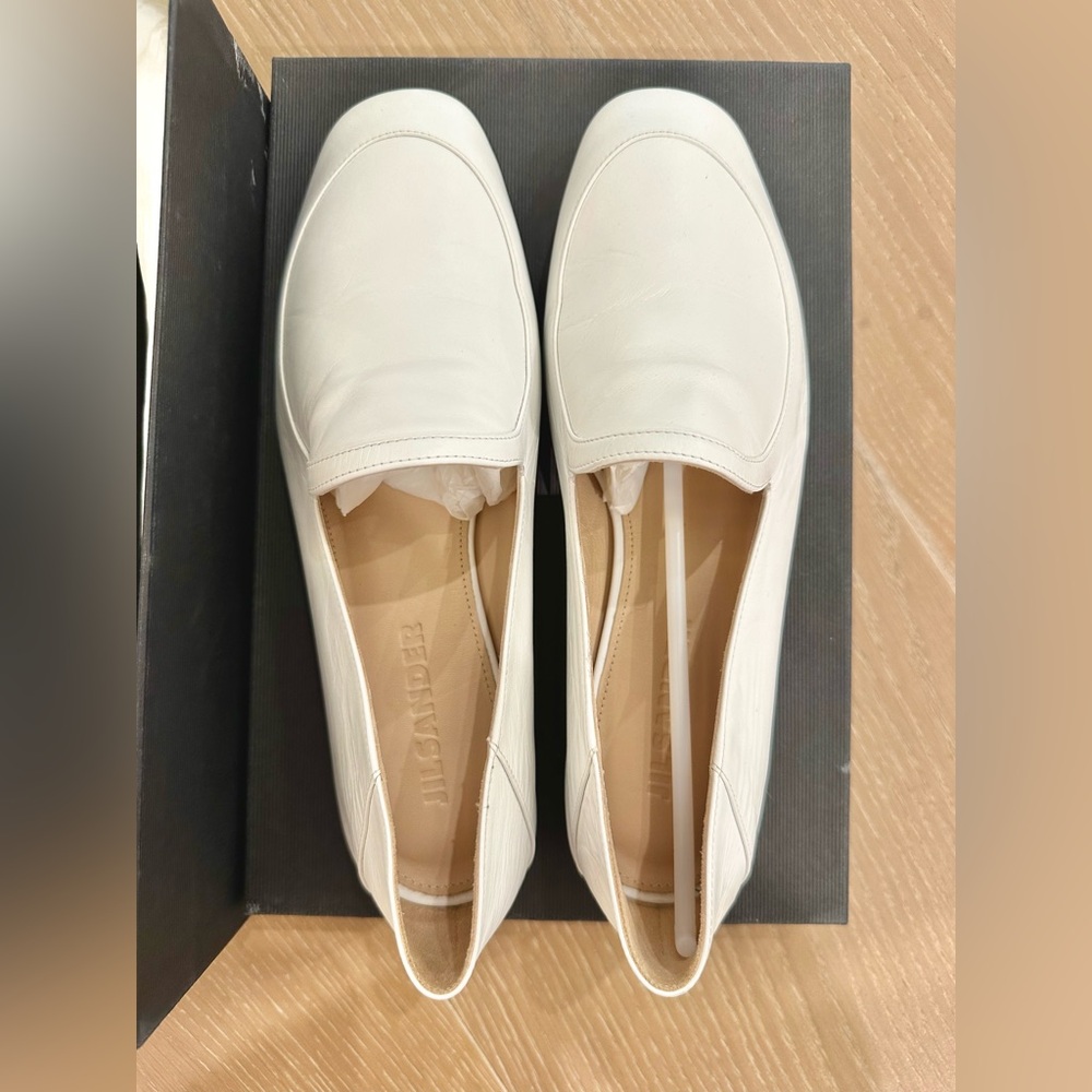 Jil Sander White Flats Minimalist Talco flats